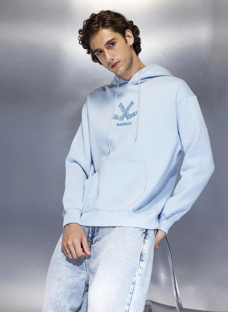 روجن Men’s minimal powder blue hooded sweatshirt | Powder Blue